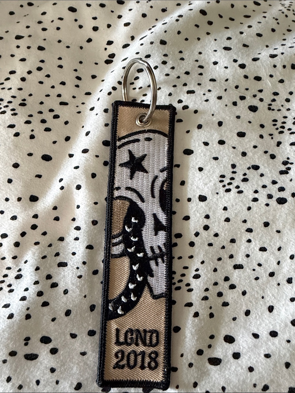 LGND 2018 Skull Embroidered Keychain - Black, White, Tan